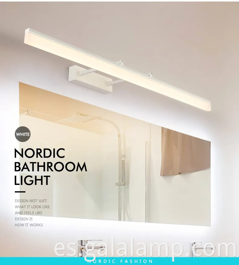 Luz de espejo LED extensible impermeable para una fácil instalación